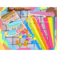 ราคา กระดาษพับดาว กระดาษพับดาวสีสด สีNeon, สีส้มCarrot, สีเหลืองLemon 150แผ่น สินค้าพร้อมส่ง (6683032249)