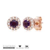 ราคา Gemondo ต่างหูทองคำแท้โรสโกลด์ (9K) ประดับแอเมทิสต์ ล้อมด้วยเพชร ทรงกลม : ต่างหูทอง ต่างหูโรสโกลด์ ต่างหูพลอย (2380910507)