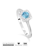 ราคา Gemondo แหวนทองคำขาวแท้ (10K) ประดับสวิสบลูโทแพซ ล้อมเพชร ดีไซน์คลาสสิค : แหวนแฟชั่น แหวนทอง แหวนทองคำแท้ แหวนพลอย (2380910436)