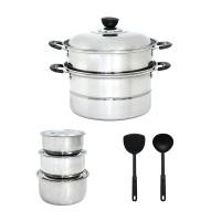 ราคา SWAN ชุดหม้อสเตนเลส no.6 หม้อซึ้งนึ่ง ขนาด 24 cm แถมฟรี หม้อแขก 3 ใบ รุ่น G1033103 + ตะหลิว กระบวย (1331131069)