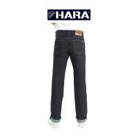 ราคา [ส่งฟรี] Hara ฮาร่า ของแท้ กางเกงยีนส์ผู้ชายขายาว ปักด้ายเทา ทรงกระบอกขาตรง (Straight Fit) ผ้ายีนส์ สีNavy สีไม่ตก (4763867208)
