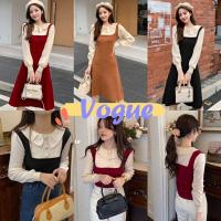 ราคา Vogue พร้อมส่งเดรสไหมพรมแขนยาวคอปกกระดุมแต่งน่ารักสไตล์​เกาหลี​ร้านโว๊กM​ ( 13021​/13047 )​ -N (3971944958)
