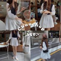 ราคา CHUUCHOP_พร้อมส่ง(C2354)Josef white&black dress ชุดเดรสสั้นแขนยาวสีดำสลับขาว (4873329802)