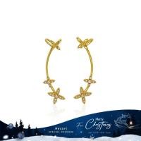ราคา Aevari Flying Butterfly Cuff Earrings Sterling Silver 925 with White CZ and 18K Gold Plated (6328865473)