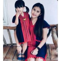 ราคา เซ็ทคู่แม่ -ลูก เดรสผ้าฝ้ายแต่งนากาแดง (2668806634)