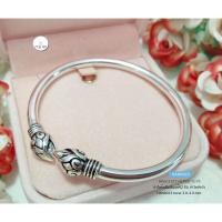 ราคา กำไลข้อมือเงินแท้92.5% กำไลหัวบัว-รมดำ ขนาดข้อมือ 6.5"-7" (เรือนเงินแท้) : HAN0023 (2050760329)