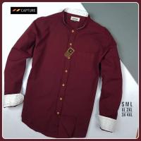 ราคา เสื้อเชิ้ตแขนยาว คอจีน ผ้า Oxford สีแดง มีถึงไซส์ 4XL (1774018383)