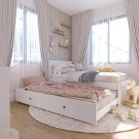 ราคา [กทม. 3-5 วัน ส่ง] Koncept furniture เตียงนอน 2 ชั้น 3.5 ฟุต รุ่น Moneta สีขาว (124x210x100 ซม.) (15946745918)