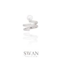 ราคา SWAN - Silver Appealing Ring แหวนเงินแท้ ประดับมุกแท้ มุกน้ำจืด ฝังเพชรคิวบิคเซอร์โคเนีย cubic zirconia (38274225)