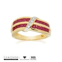 ราคา Gemondo แหวนเงินแท้ชุบทอง 18K ประดับทับทิม และเพชร ดีไซน์โค้งรับตัวแหวน : แหวนพลอย แหวนทับทิม พลอยแท้ ทับทิมแท้ (4243273167)