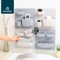 ราคา HomeHuk ชั้นวางของพลาสติก PP ติดผนัง พร้อมช่องเก็บของ ไม่ต้องเจาะผนัง 21.5x21.5 cm ชั้นวางของ ชั้นวางของติดผนัง ชันวางติดผนัง ชั้นวางของในห้องน้ำ ชั้นวางของในครัว ชั้นวางของครัว ที่แขวนของ PP Wall-Mou