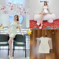 ราคา พรีออเดอร์เดรสขนนก เดรสเปิดไหล่ งานป้าย Rattana (16597575504)