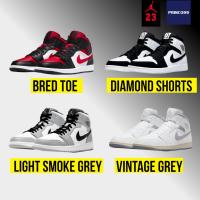 ราคา [ลิขสิทธิ์แท้-Authentic] NIKE AIR JORDAN 1 MID (Bred Toe , Diamond Shorts) รวมสีสุดฮิต ผ่อนได้ (10552510246)