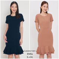 ราคา Laboratory8485# ชุดทำงาน ชุดเที่ยว เดรสคอกลมแขนสั้น ทรงสอบแต่งระบาย2ชั้น (11090300778)