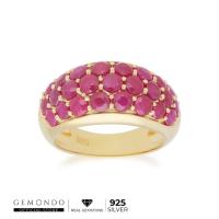 ราคา Gemondo แหวนเงินแท้ 925 ชุบทอง 18K ประดับพลอยทับทิมเม็ดใหญ่ โค้งตามตัวเรือน ดีไซน์คลาสสิค : แหวนพลอย แหวนทับทิม แหวนทอง (2827708031)