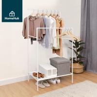 ราคา HomeHuk ราวตากผ้า พร้อมชั้นวางของ โครงเหล็ก รับน้ำหนัก 15 kg ตู้เสื้อผ้า ราวแขวนเสื้อผ้า ราวแขวนผ้า ราวแขวนเสื้อ ราวตากผ้าเหล็ก ราวตากผ้ามินิมอล ราวแขวนผ้ามินิมอล Metal Minimal Double Clothes Rack 80x