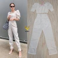 ราคา Set เสื้อครอปแขนตุ๊กตา + กางเกงขายาว งานป้าย xs S M L (7502678731)