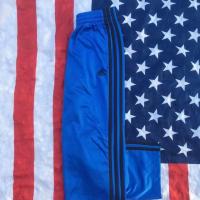 ราคา กางเกง Adidas ผ้าร่ม มือสอง สีฟ้า แถบดำ กางเกงวอร์มราคาถูก สำหรับผู้ชาย และผู้หญิง (Second-hand Adidas Trousers) (7543596323)