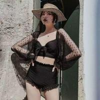 ราคา ชุดว่ายน้ำทูพีช แขนยาวซีทรู เอวสูงสีดำ ไซส XL สะโพกถึง 44 (5758838777)