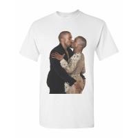 ราคา การพิมพ์ฝ้ายเสื้อยืด ลายฮิปสเตอร์ Yeezus Kim Kardashian Kanye kisses สําหรับผู้ชายS-4XL (20028198195)