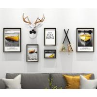 ราคา รูปติดผนัง White Stag Head (Golden Boat): ภาพกรอบลอย 5 ชิ้น + หัวกวาง + ชั้นวาง (7609304500)