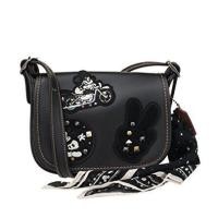 ราคา COACH F59355 PATRICIA SADDLE 18 IN GLOVE CALF LEATHER WITH MICKEY PATCHES (Black Multi) (939965960)
