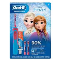 ราคา พร้อมส่งOral-B Frozen แปรงสีฟันไฟฟ้า พร้อมหัวแปรง 3 อันและยาสีฟัน 130g ของแท้ % นำเข้าจาก USA (7621326683)