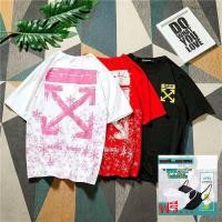 ราคา OFF-WHITE-เสื้อยืดผู้ชายแฟชั่นOFF-WHITE-สีขาว,สีแดง,สีดำมีไซร์(S-4XL )ฟรีแมส KF94 (10902666911)