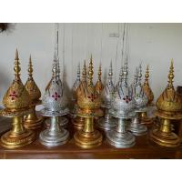 ราคา พานพุ่ม พานพุ่มเงินทอง ไม้จามจุรี ก 8 สูง60 cm แกะสลัก พานพุ่มสักการะ พานพุ่มบูชา ปิดทองปิดเงิน ส่องประกายสุกปลั่ง (23850494658)