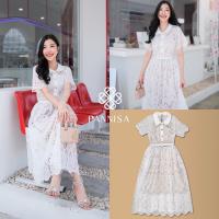 ราคา เดรสลูกไม้ สีขาว คอบัว แขนสั้น Pannisa (12495417410)