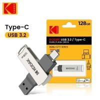 ราคา ✼✠◄2pcs Kodak 3.1 Type C 2 in 1 Metal USB Flash Drive 64GB 128GB 256GB USB Stick for Macbook PC TV Pendrive Cle OTG USB (23866678499)