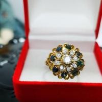 ราคา แหวนเพชรแท้ล้อมไพลิน (2410784438)