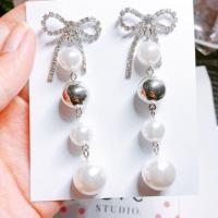 ราคา ต่างหูระย้าโบว์แบบมีมุกห้อย (1277102362)