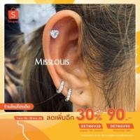 ราคา ต่างหูห่วงเพชร ชุบทองคำขาว (1224016247)