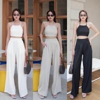 ราคา Classy style set ชุดเข้าเซทเสื้อครอปสายผูก มาพร้อมกางเกงทรงกระบอกเอวสม็อก มี3สี By Intuon (22869620474)