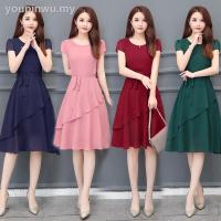 ราคา ☌▩ชุดเดรสสั้น แขนสั้น ผ้าชีฟอง จับจีบ สีชมพู สีแดง สีเขียว สีฟ้า หรูหรา แฟชั่นฤดูร้อน สําหรับผู้หญิง (6786754897)