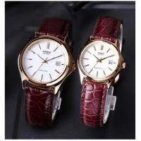 ราคา Casio นาฬิกาคู่รัก ชาย-หญิง รุ่น MTP-1183Q-7A , LTP-1183Q-7A สายหนังสีน้ำตาล หน้าปัดขาว รุ่นขายดี - ของแท้100%ประกัน CMG (3256601052)
