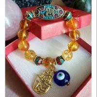 ราคา กำไลหิน☆หินซิทริน (citrine)12มิล☆จี้โอม ลูกปัดหินเนปาล ติ้งดวงตาสวรรค์ตุรกี (4733354180)