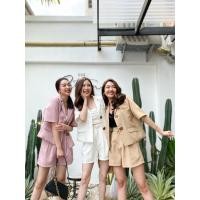 ราคา ชุดเซท เสื้อสูท แมทช์ กับกางเกง ขาสั้น แต่งกระดุม ลายไม้ (3453429588)