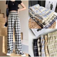 ราคา sugar girl กางเกงขายาว เนื้อผ้าคุณภาพดี กางเกงลายสก็อต ผ้านุ่ม แฟชั่นสุดฮิต สไตล์เกาหลี Free size เอวยางยืด ใส่สบาย (4689010193)