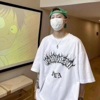 ราคา 812 เสื้อยืดแขนสั้นลำลองใหม่ เปลวไฟภาษาอังกฤษพิมพ์เสื้อยืด ท็อปส์ซูหลวมสไตล์ Rampage (21276767145)