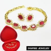 ราคา Inspire Jewelry ชุดเซ็ท 2 ชิ้น มีสร้อยข้อมือทับทิมล้อมเพชร และต่างหูทับทิมล้อมเพชร (1283206768)