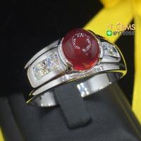 ราคา แหวนทับทิม แหวนเงินแท้92.5% ชุบทองคำขาว ประดับพลอยทับทิมแท้ ตกแต่งเพชรSwiss YTG-7666 (7305759974)