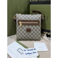 ราคา Gucci Leather-Trimmed Monogrammed Supreme Coated-Canvas Messenger Bag (20747132391)
