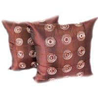 ราคา A18-Thai Silk Pillow Covers ปลอกหมอนอิง ไหมไทยลายปักกลม 16×16 นิ้ว 1 คู่ สีน้ำตาล (10638677494)