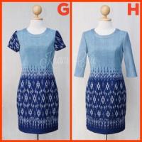 ราคา เดรสผ้าคราม Dress สีฟ้า ชุดผ้าคราม ชุดผ้าไทย ชุดทำงาน (4534525576)