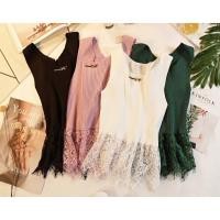 ราคา เสื้อกล้าม เสื้อไหมพรม เสื้อแขนกุด ชายระบายลูกไม้ (1225360884)