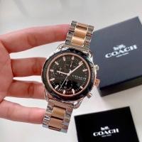 ราคา นาฬิกาผู้ชาย (ผู้หญิงใส่ได้)Coach หน้าปัดสีดำ สายสแตนเลสสีทูโทน โรสโกลสลับสีเงิน 14602597 (23180090142)