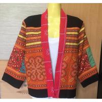ราคา เสื้อคลุมผ้าปักมือม้งแท้ ปักแน่น ลายหน้าหลัง ผ้าพื้นเป็นใยกัญชง (21555900961)