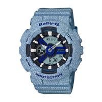ราคา Casio Baby-G นาฬิกาข้อมือผู้หญิง สายเรซิ่น รุ่น BA-110DE-2A2 - สีฟ้า (443343385)